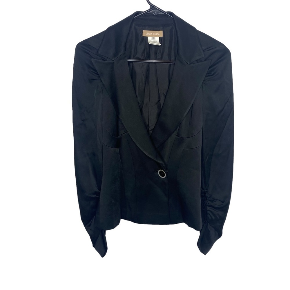 Luca Luca black satin blazer top size 42